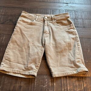 Zara Men's Solid Denim Washed Out Light Green Jean Shorts Size 30 Casual Summer
